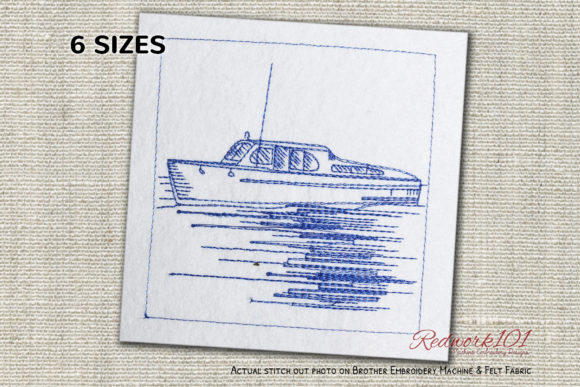 Cabin Cruiser Boat Bluework: A Nautical Embroidery Delight
