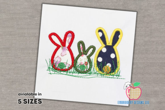 Charming Three Small Easter Bunny Applique