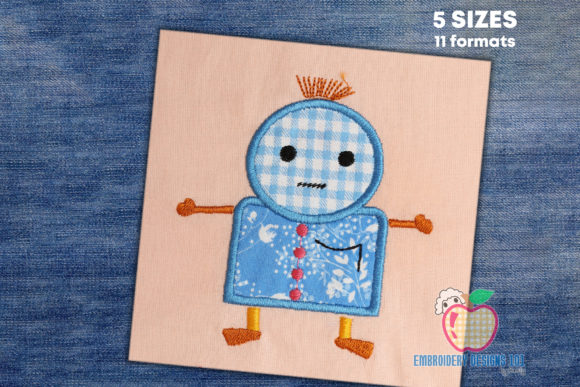 Happy Cartoon Boy Applique: A Festive Addition