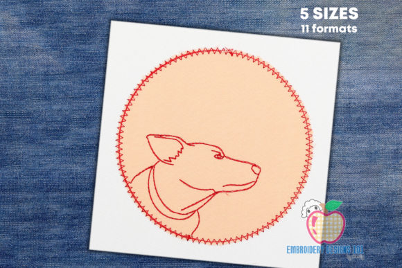 Jack Russell Dog in a Circle Embroidery