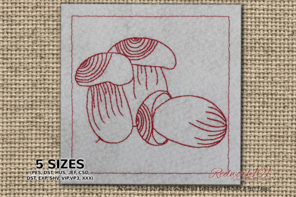 Porcini Mushroom Redwork: A Rustic Embroidery Delight