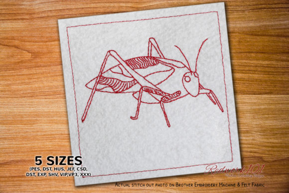 Tettigoniidae Grasshopper Redwork: A Charming Addition