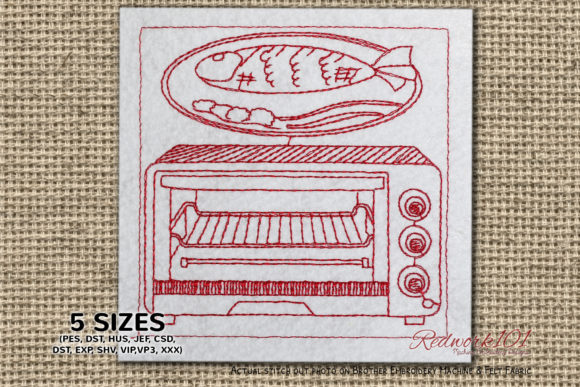Toasters and Ovens Bluework Embroidery