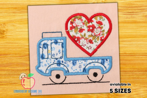Truck Carrying a Heart Applique: A Charming Design